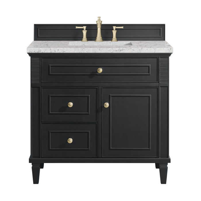 Lorelai 36 in Single Vanity, Black Onyx w/3 cm Eternal Jasmine Pearl Silestone Top