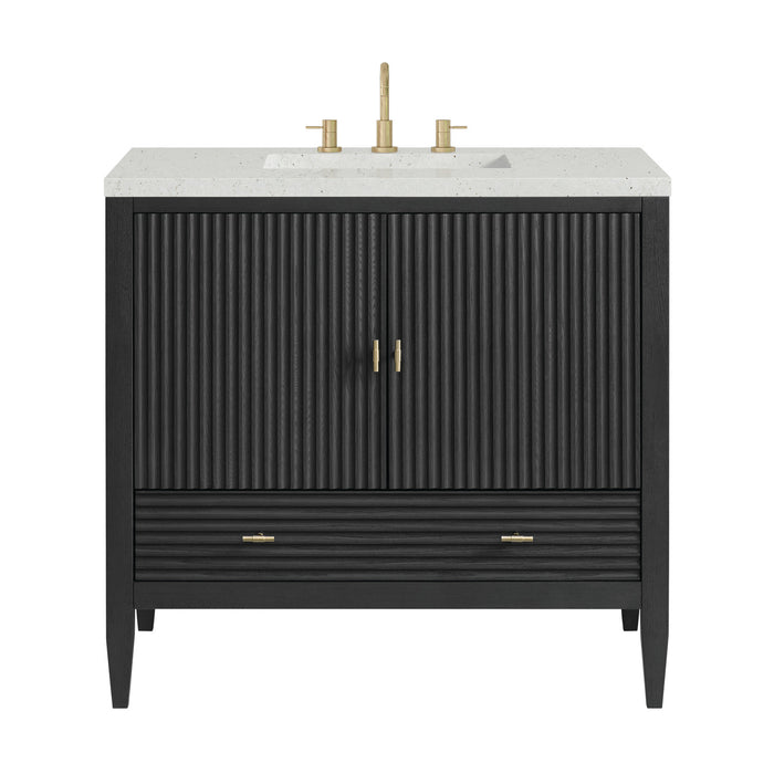 Myrrin 36 in Vanity, Carbon Oak w/ 3 cm Lime Delight Silestone Top