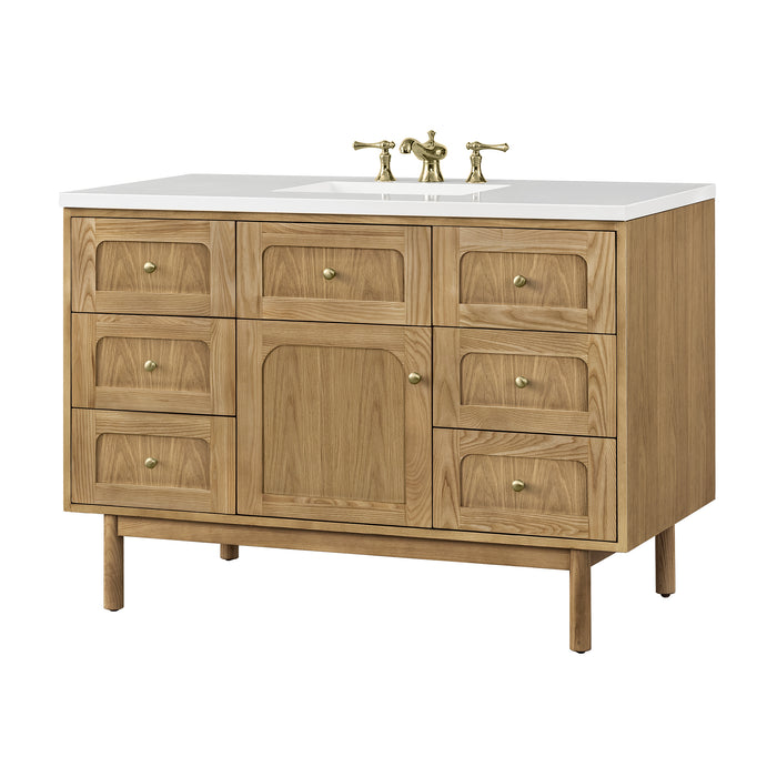 Laurent 48 in Single Vanity, Light Natural Oak w/ 3 cm White Zeus Top
