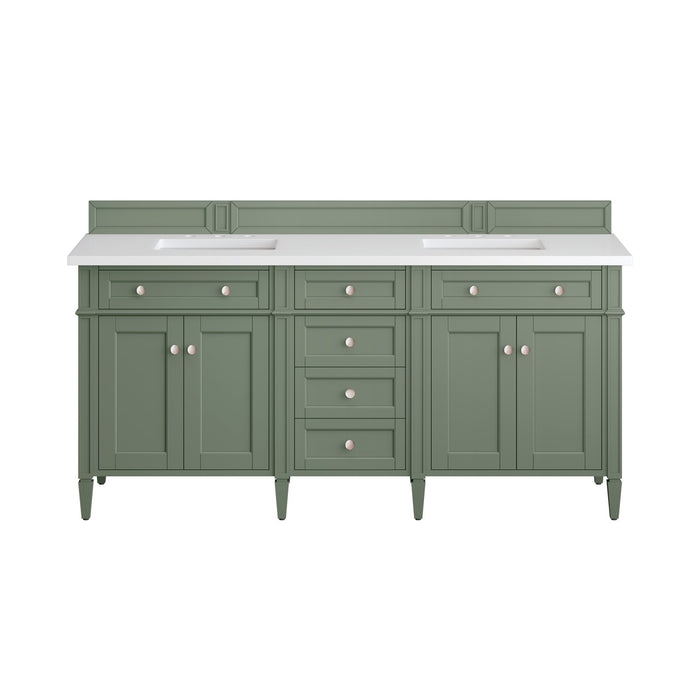 Brittany 72 in Double Vanity, Smokey Celadon w/3 cm White Zeus Top