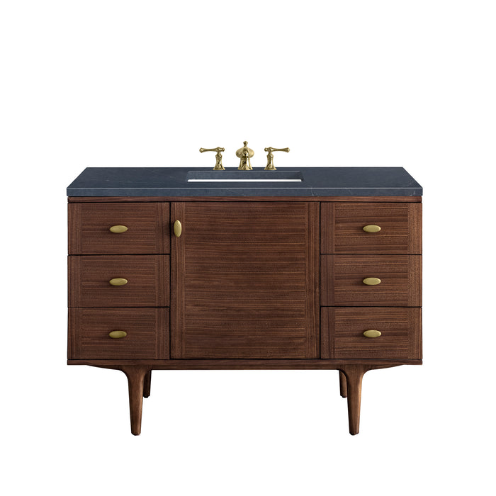 Amberly 48 in Single Vanity, Mid-Century Walnut w/3 cm Charcoal Soapstone Top
