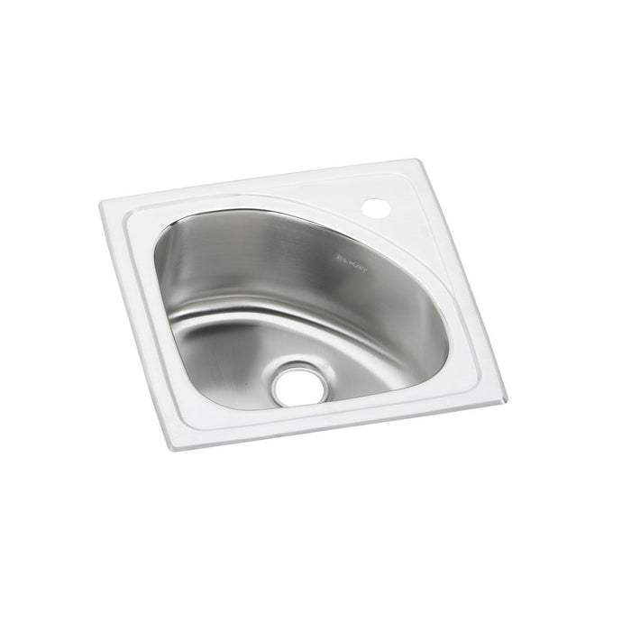 Lustertone Classic Stainless Steel 15 x 15 x 6-1/2 1-Hole Single Bowl Drop-in Bar Sink