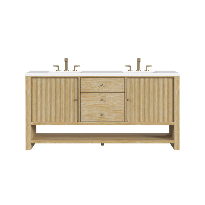 Marigot 72 in Double Vanity, Sunwashed Oak 2/3 cm White Zeus Silestone Top