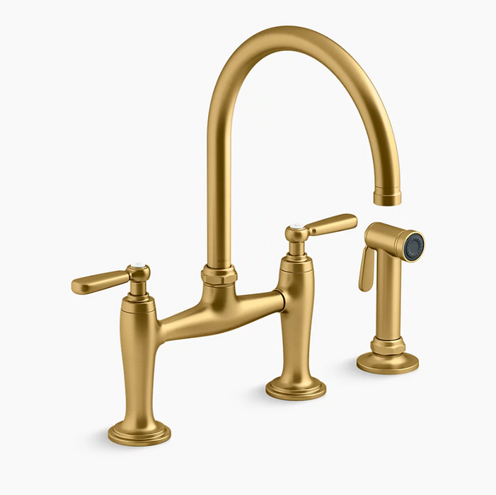 Edalyn Two-Hole Bridge Kitchen Sink Faucet w/Side Sprayer