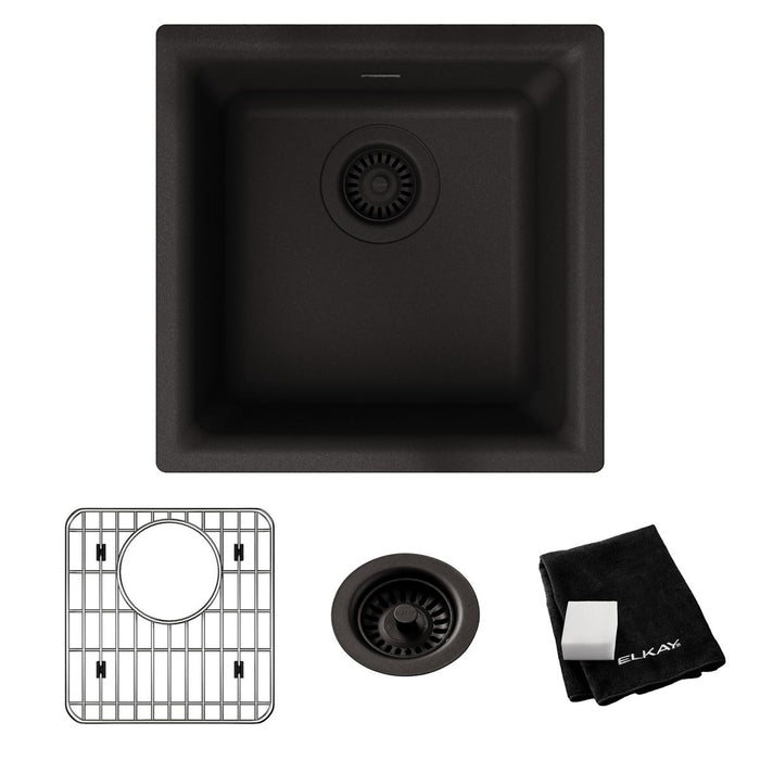 Quartz Classic 15-3/4 x 15-3/4 x 7-11/16 Single Bowl Dual Mount Bar Sink Kit