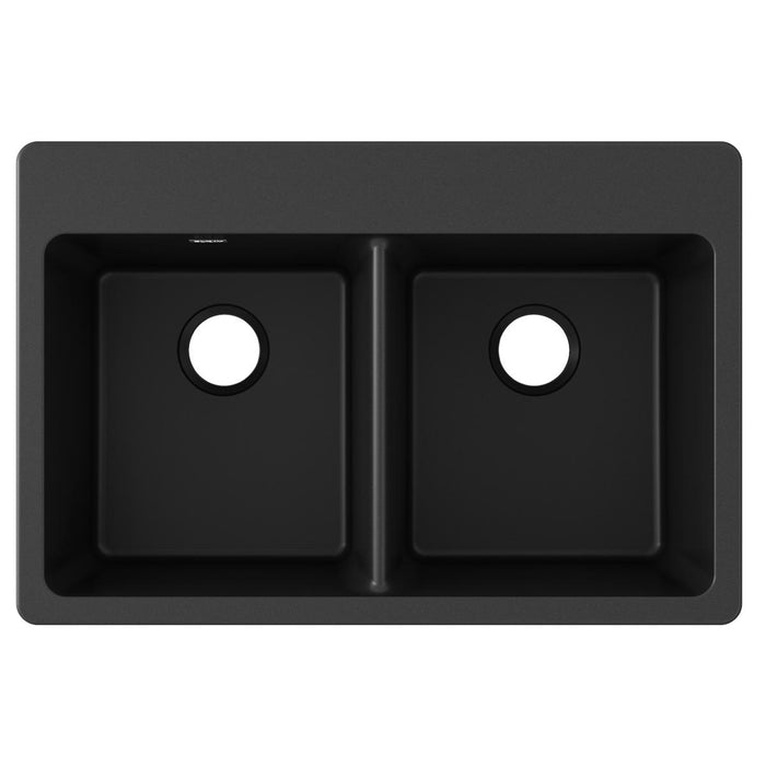 Quartz Classic 33 x 22 x 9-1/2 Equal Double Bowl Drop-in Sink