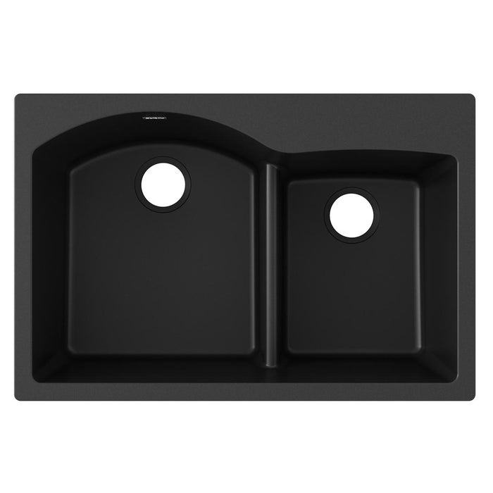 Quartz Classic 33 x 22 x 10 Offset 60/40 Double Bowl Drop-in Sink with Aqua Divide