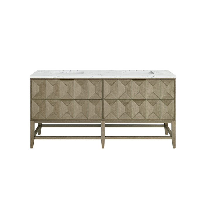 Emmeline 72 in Double Vanity, Pebble Oak w/3 cm Ethereal Noctis Top