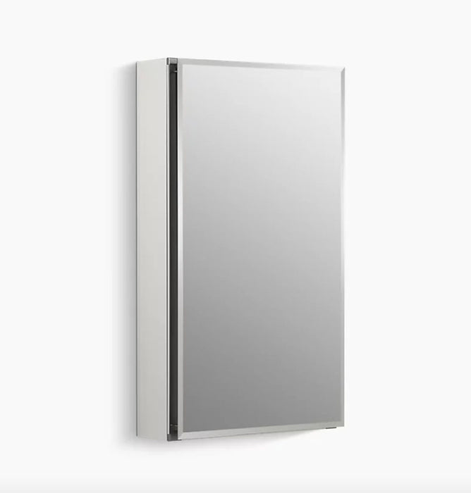 15" W x 26" H Aluminum Single-Door Medicine Cabinet w/ Mirrored Door, Beveled Edges