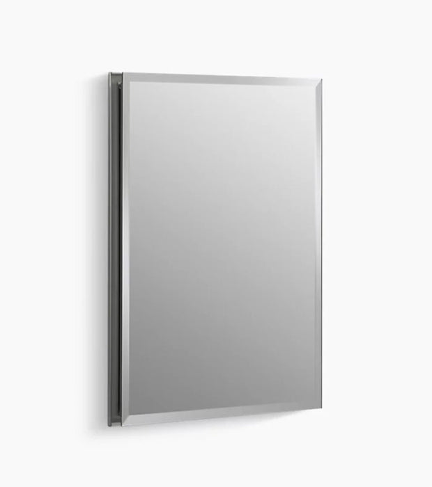 16" W x 20" H Aluminum Single-Door Medicine Cabinet w/ Mirrored Door, Beveled Edges