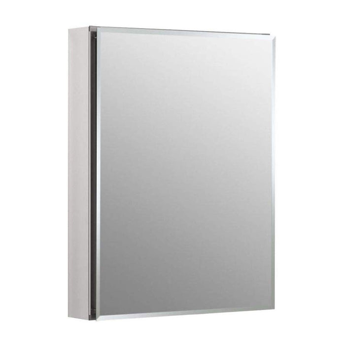 20" W x 26" H Aluminum Single-Door Medicine Cabinet w/ Mirrored Door, Beveled Edges