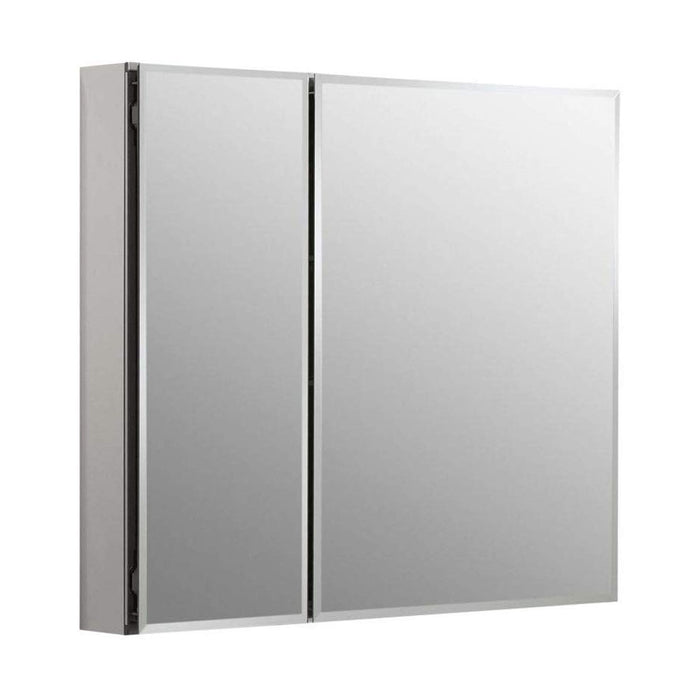 30" W x 26" H Aluminum Two-Door Medicine Cabinet w/ Mirrored Doors, Beveled Edges