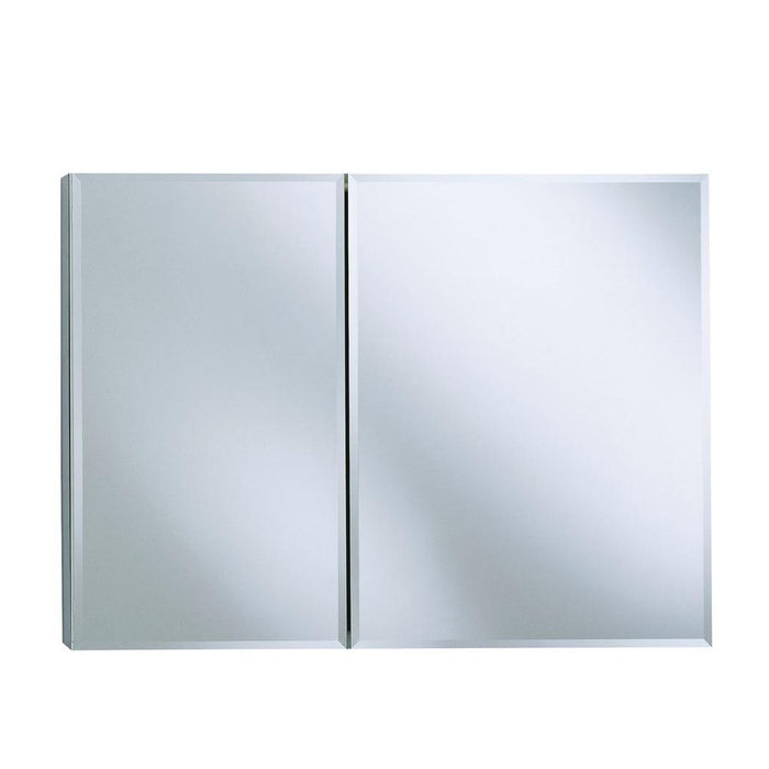 35" W x 26" H Aluminum Two-Door Medicine Cabinet w/ Mirrored Doors, Beveled Edges