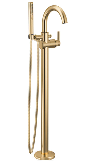 Single Handle Floor Mount Tub Filler Trim with Hand Shower