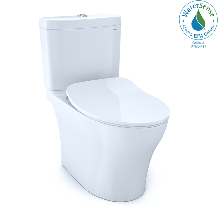 TOTO Aquia IV Two-Piece Elongated Dual Flush 1.28 and 0.9 GPF Toilet with CEFIONTECT and SoftClose Seat, WASHLET+ Ready, Cotton White - MS446234CEMGN#01