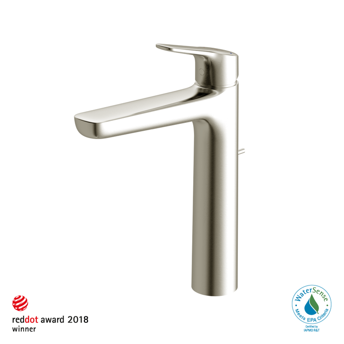 TOTO GS Series 1.2 GPM Single Handle Bathroom Faucet for Vessel Sink with COMFORT GLIDE Technology and Drain Assembly, Brushed Nickel