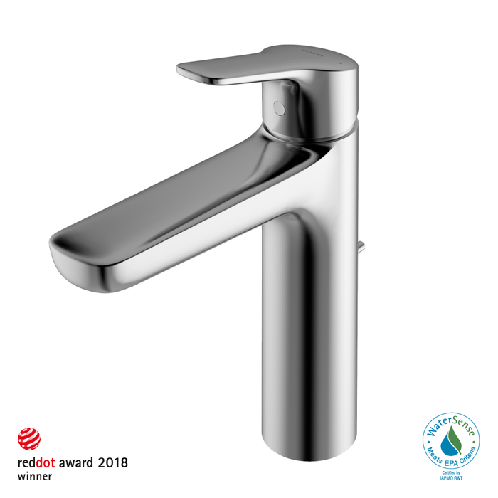 TOTO GS Series 1.2 GPM Single Handle Bathroom Faucet for Semi-Vessel Sink with COMFORT GLIDE Technology and Drain Assembly, Polished Chrome