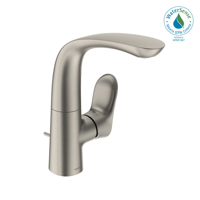 TOTO GO 1.2 GPM Single Side-Handle Bathroom Sink Faucet with COMFORT GLIDE Technology and Drain Assembly, Brushed Nickel