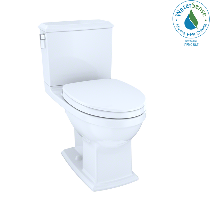 TOTO Connelly WASHLET+ Two-Piece Elongated Dual Flush 1.28 and 0.9 GPF Universal Height Toilet with CEFIONTECT, Cotton White - MS494124CEMFG#01
