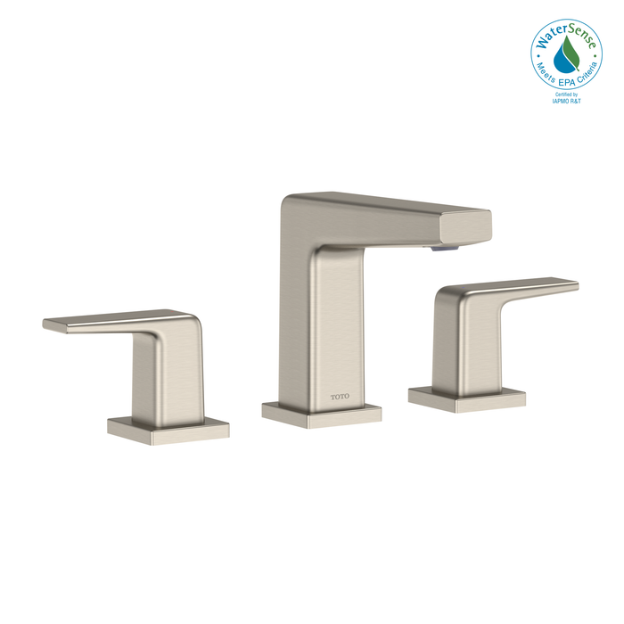 TOTO GB Series 1.2 GPM Two Handle Widespread Bathroom Sink Faucet with Drain Assembly, Brushed Nickel - TLG10201U#BN