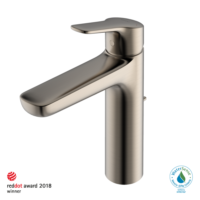 TOTO GS Series 1.2 GPM Single Handle Bathroom Faucet for Semi-Vessel Sink with COMFORT GLIDE Technology and Drain Assembly, Brushed Nickel