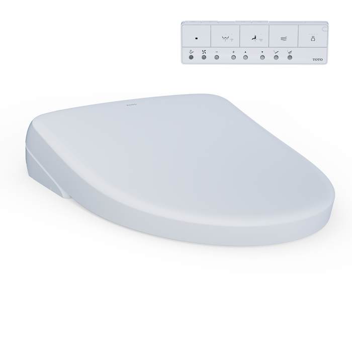 TOTO WASHLET+ S7 Electronic Bidet Toilet Seat with EWATER+ Bowl and Wand Cleaning and Contemporary Lid, Elongated, Cotton White