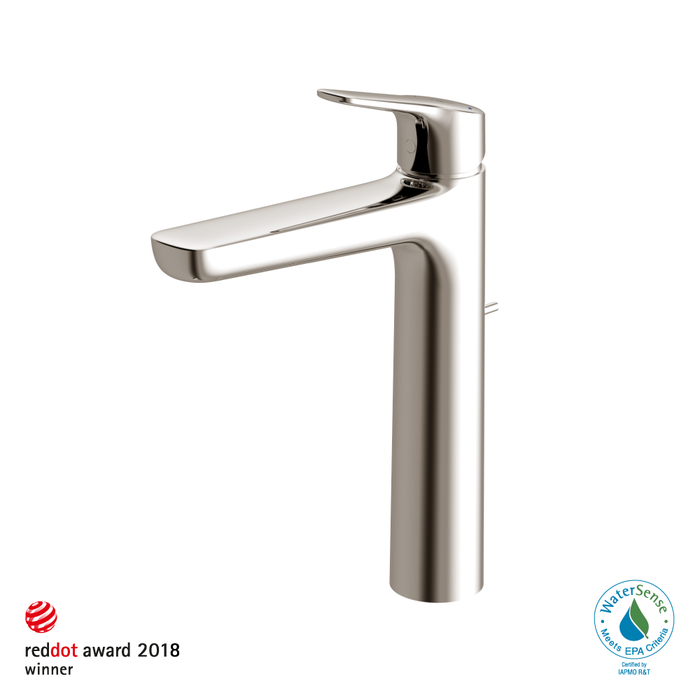 TOTO GS Series Single Handle Bathroom Faucet for Vessel Sink with COMFORT GLIDE Technology and Drain Assembly, Polished Nickel