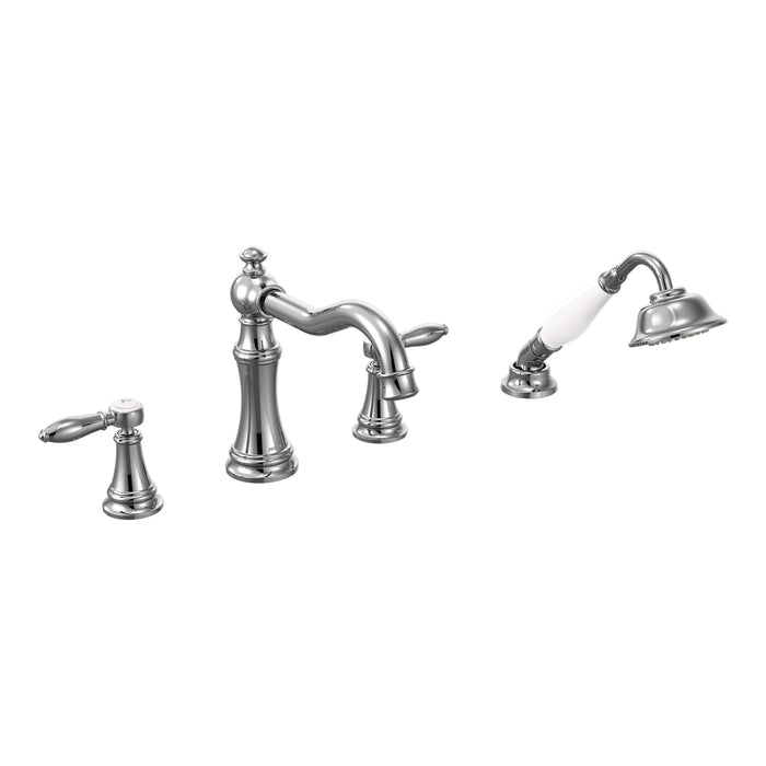 Weymouth Two-Handle Diverter Roman Tub Faucet including Handheld Shower