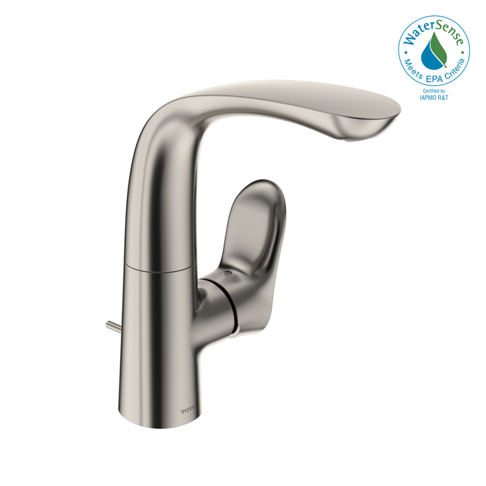 TOTO GO 1.2 GPM Single Side-Handle Bathroom Sink Faucet with COMFORT GLIDE Technology and Drain Assembly, Polished Nickel
