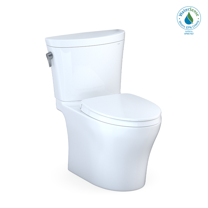 TOTO Aquia IV Arc Two-Piece Elongated Dual Flush 1.28 and 0.9 GPF Universal Height Toilet with CEFIONTECT¨, WASHLET¨+ Ready, Cotton White - MS448124CEMFGN#01