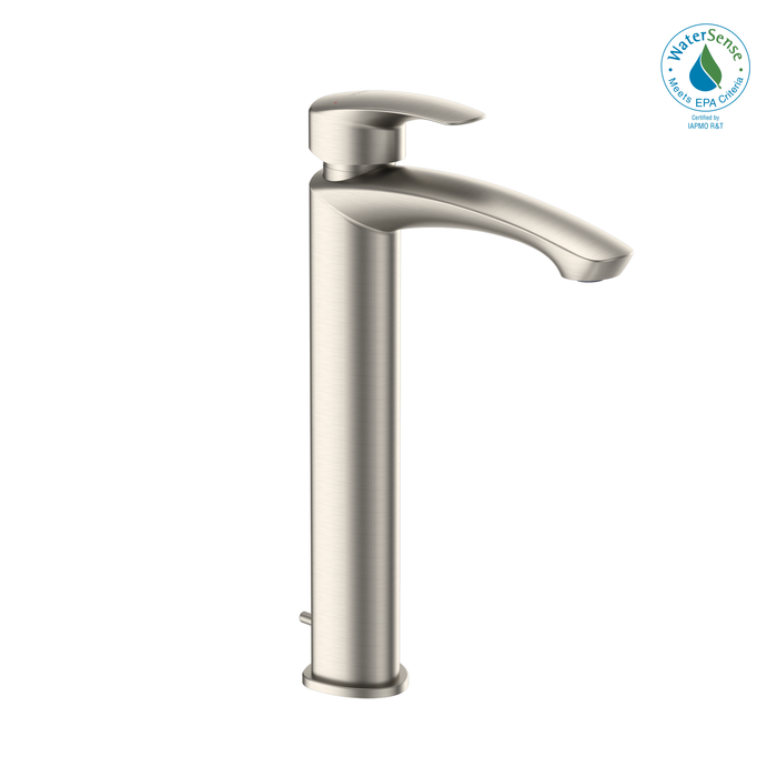 TOTO GM 1.2 GPM Single Handle Vessel Bathroom Sink Faucet with COMFORT GLIDE Technology, Brushed Nickel - TLG09305U#BN