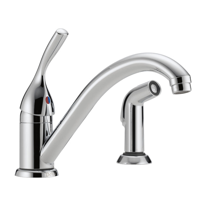 Classic Single Handle Kitchen Faucet with Spray in Chrome