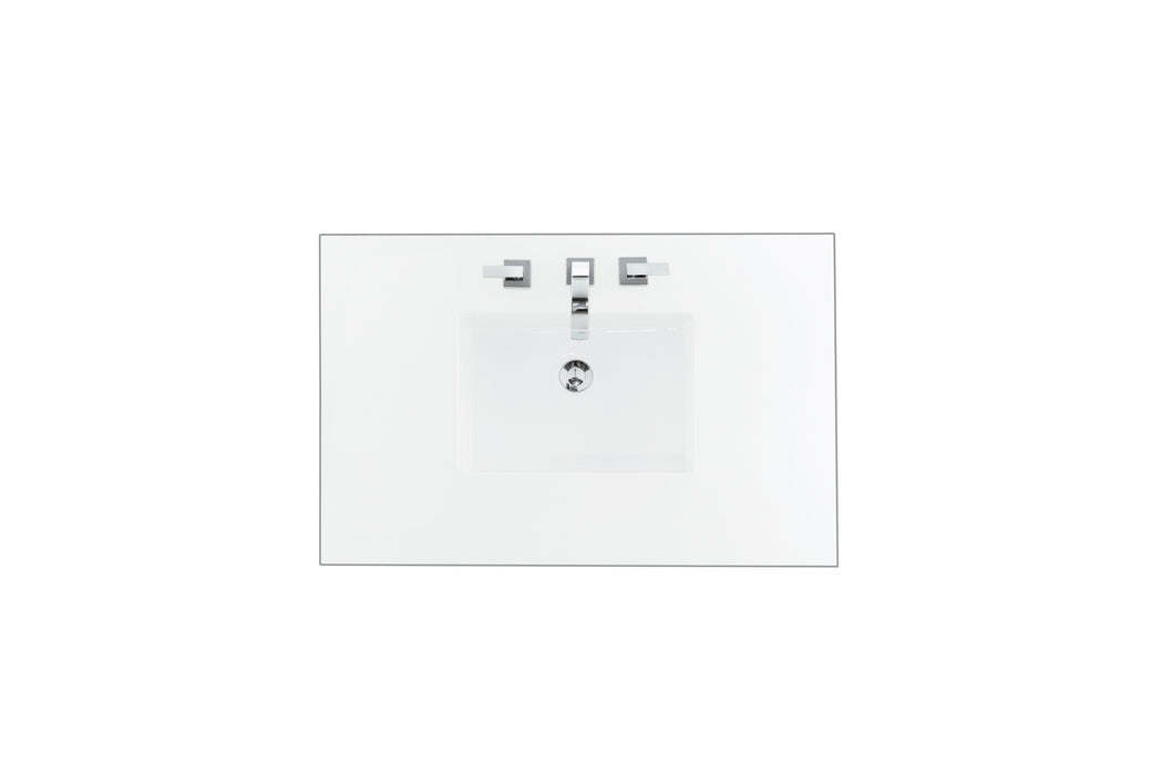 Laurent 36 in Single Vanity, Light Natural Oak w/3 cm White Zeus Top