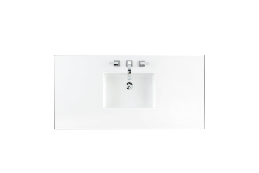 Laurent 48 in Single Vanity, Light Natural Oak w/ 3 cm White Zeus Top