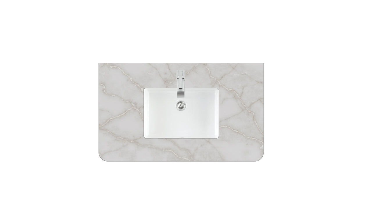 Lucian 36 in Single Vanity, Pebble Oak w/3 cm Victorian Silver Silestone Top