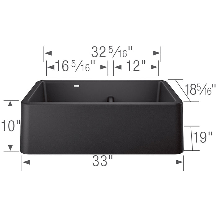 Ikon 33" Apron Double Bowl Farmhouse Sink with Low Divide