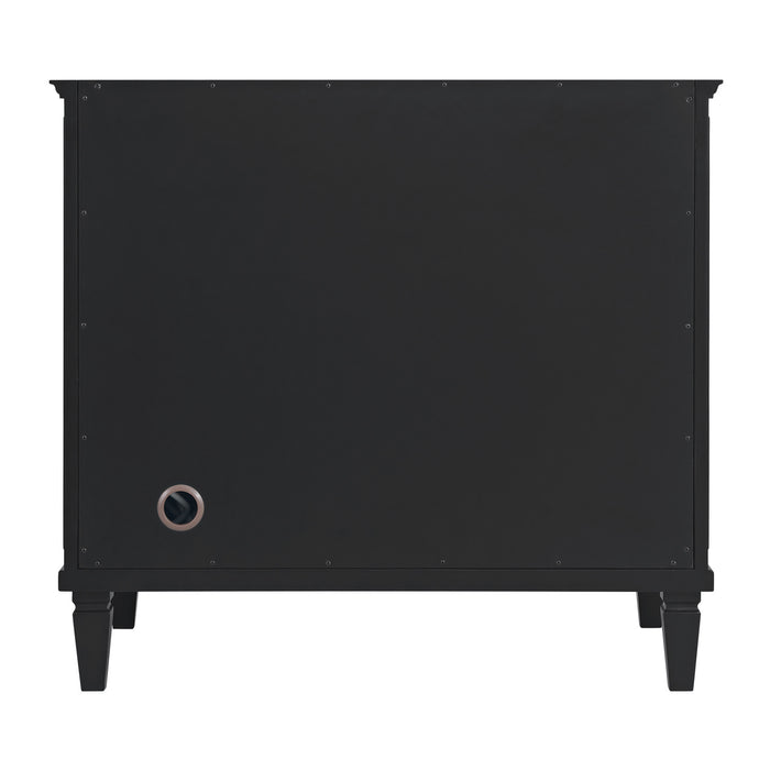 Lorelai 36 in Single Vanity, Black Onyx w/3 cm Eternal Jasmine Pearl Silestone Top
