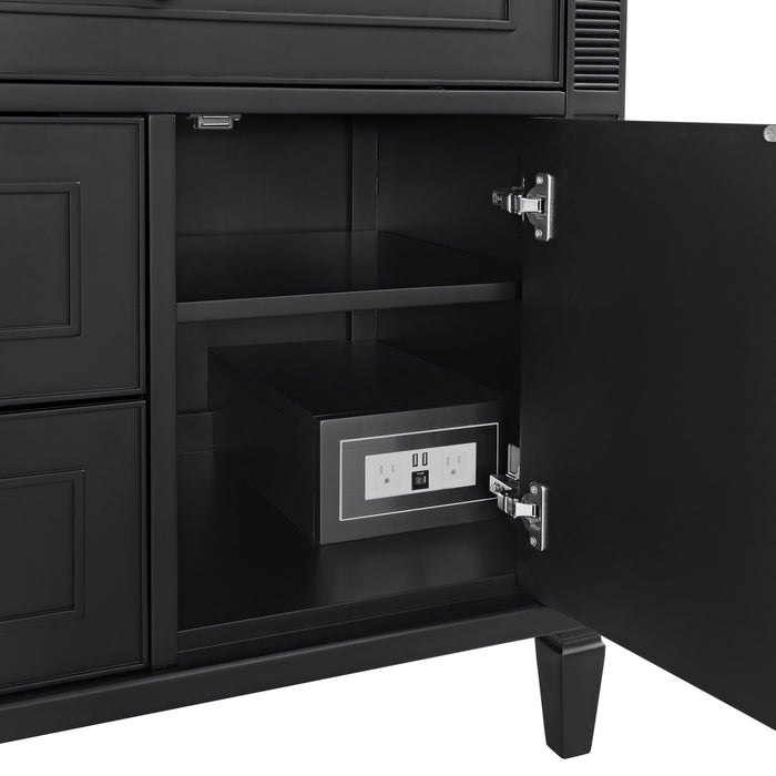 Lorelai 36 in Single Vanity, Black Onyx w/3 cm Eternal Jasmine Pearl Silestone Top