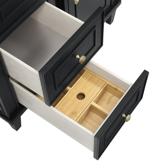 Lorelai 36 in Single Vanity, Black Onyx w/3 cm Eternal Jasmine Pearl Silestone Top