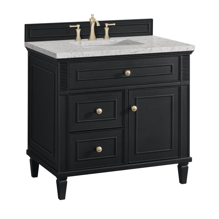 Lorelai 36 in Single Vanity, Black Onyx w/3 cm Eternal Jasmine Pearl Silestone Top