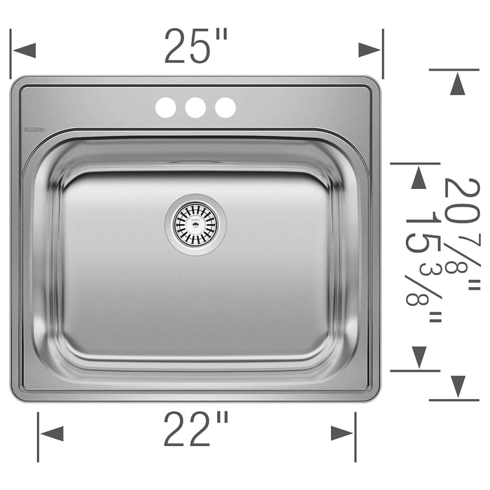 Essential Laundry Sink - 3 Hole (4" ctr)