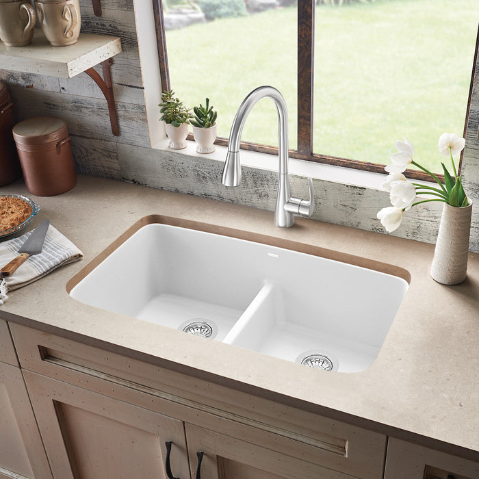 Valea Equal Double Bowl Kitchen Sink with Low Divide