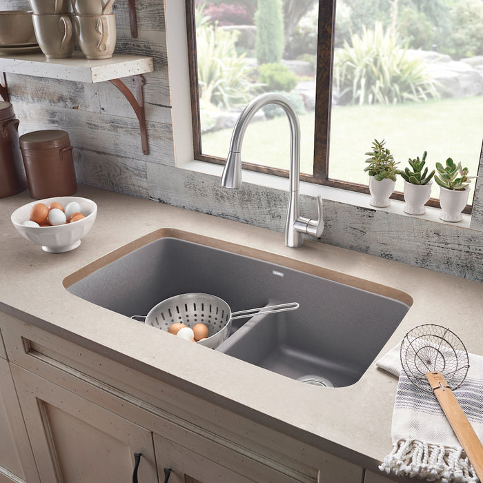 Valea Equal Double Bowl Kitchen Sink with Low Divide