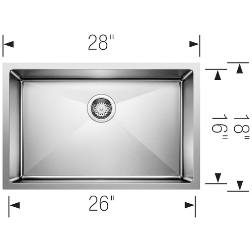 Quatrus R15 28" Single Bowl Kitchen Sink Dimensions