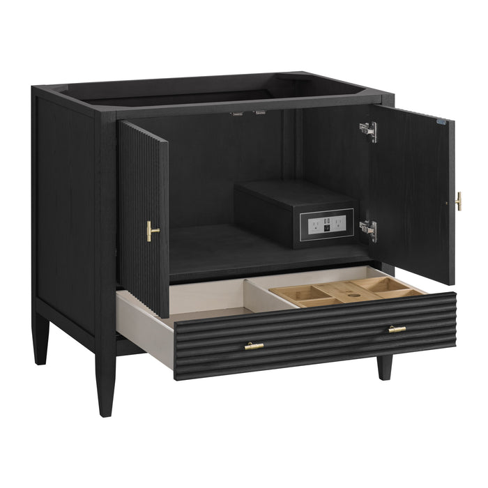 Myrrin 36 in Vanity, Carbon Oak w/ 3 cm Lime Delight Silestone Top