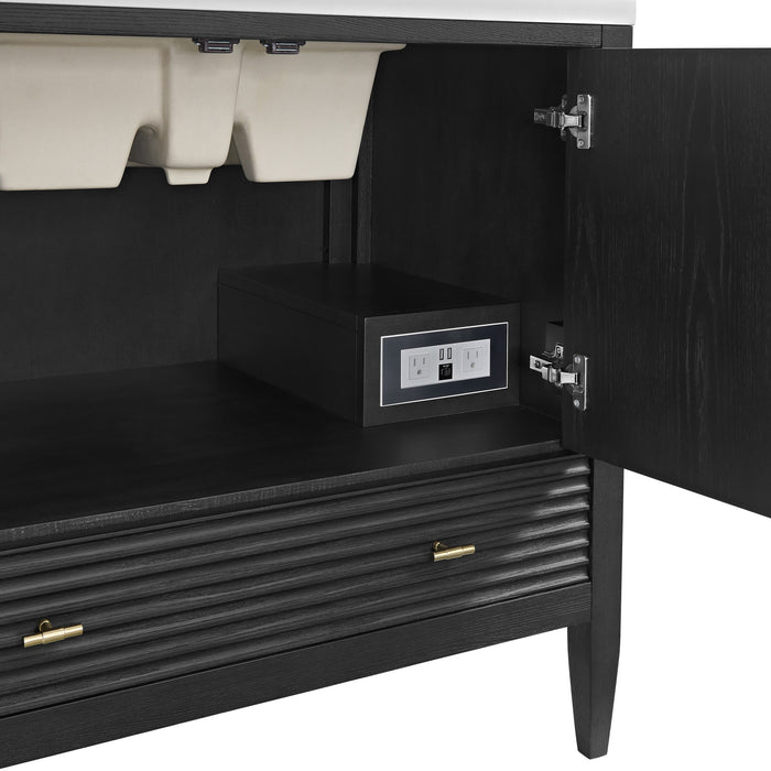 Myrrin 36 in Vanity, Carbon Oak w/ 3 cm Lime Delight Silestone Top