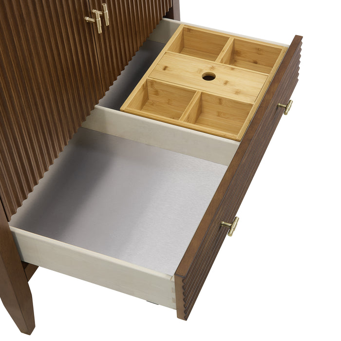 Myrrin 36 in Vanity, Mid Century Walnut w/3 cm Lime Delight Silestone Top