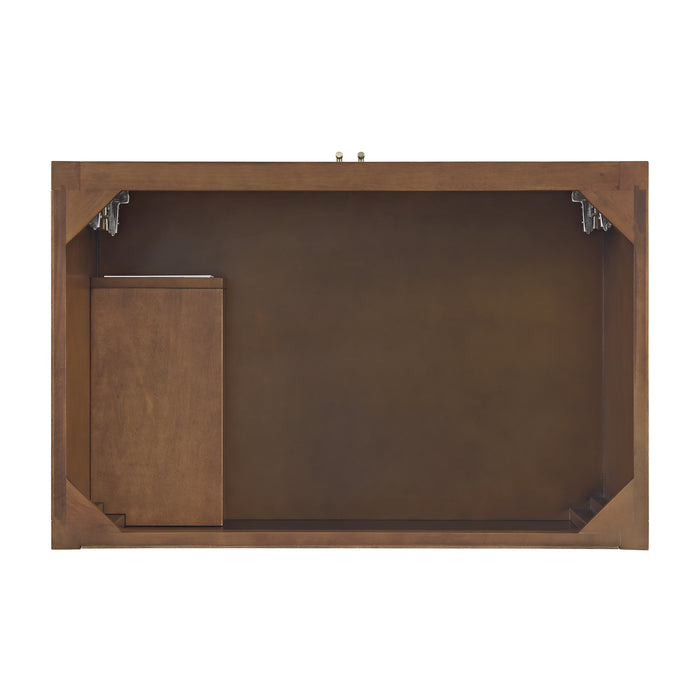 Myrrin 36 in Vanity, Mid Century Walnut w/3 cm Lime Delight Silestone Top