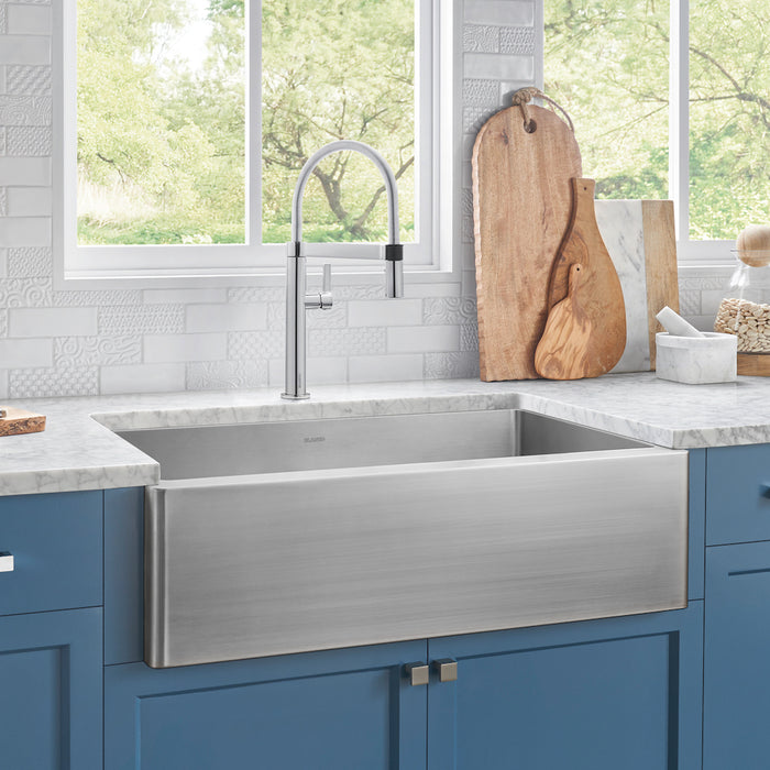 Quatrus R15 Apron Super Single Farmhouse Kitchen Sink