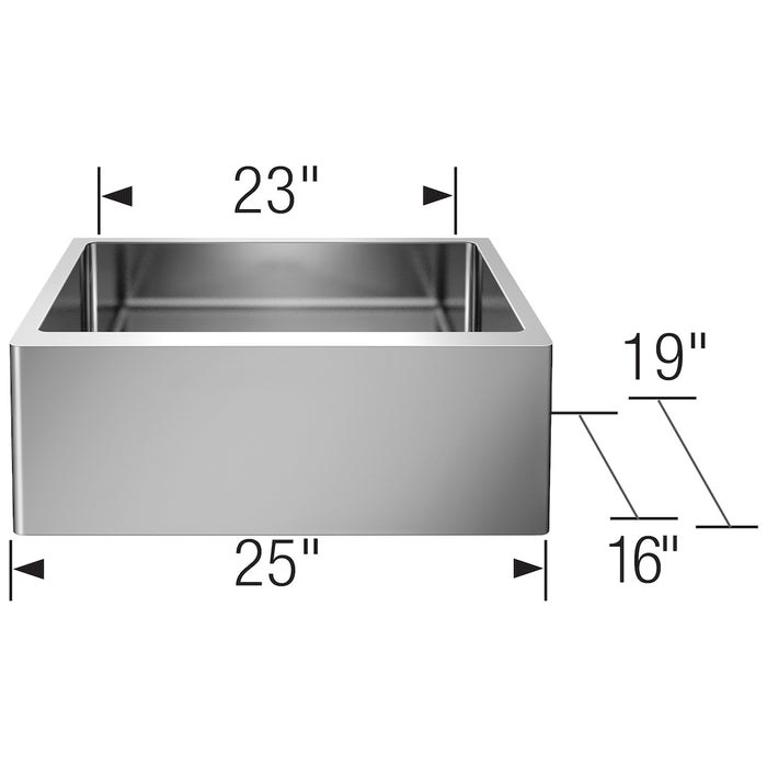 Quatrus R15 25" Apron Single Bowl Farmhouse Kitchen Sink